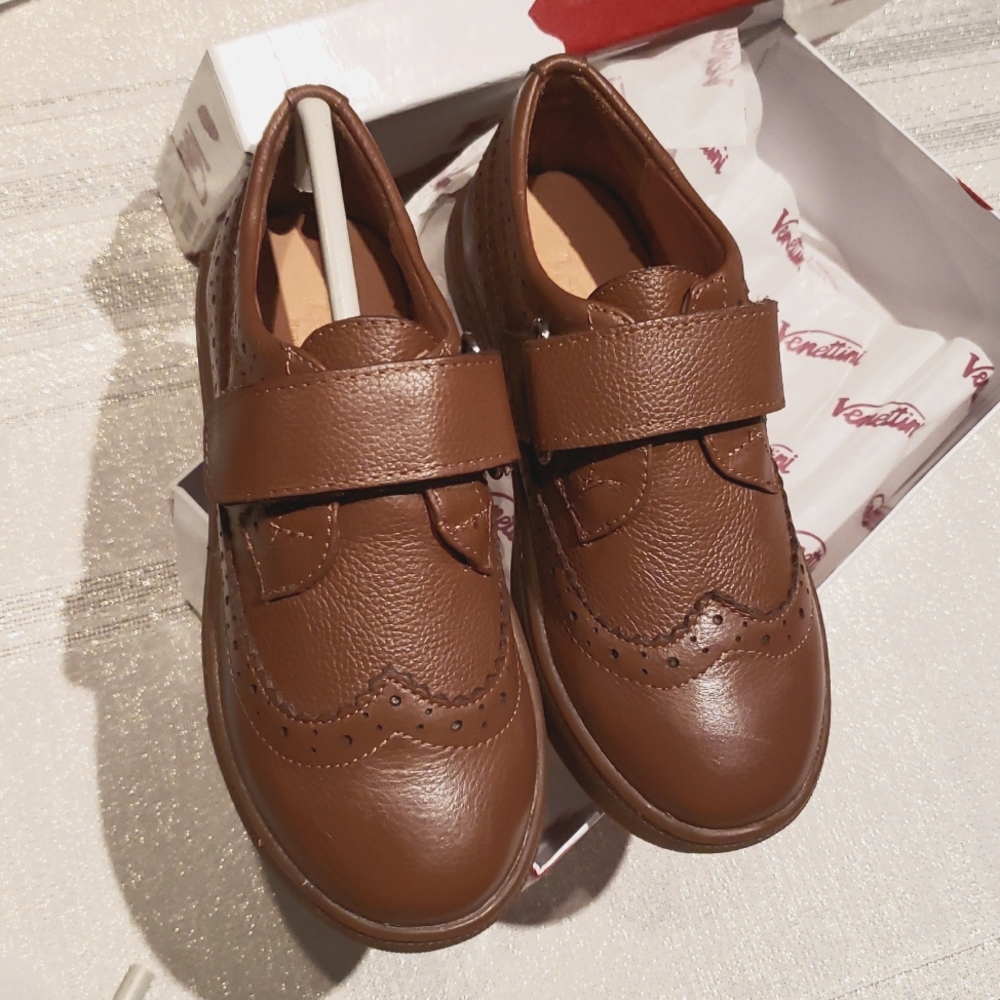 Venettini NEW Dakota Kids Leather Hook-N-Loop Sneaker Dress Shoe SlipOn Handmade - Picture 12 of 13